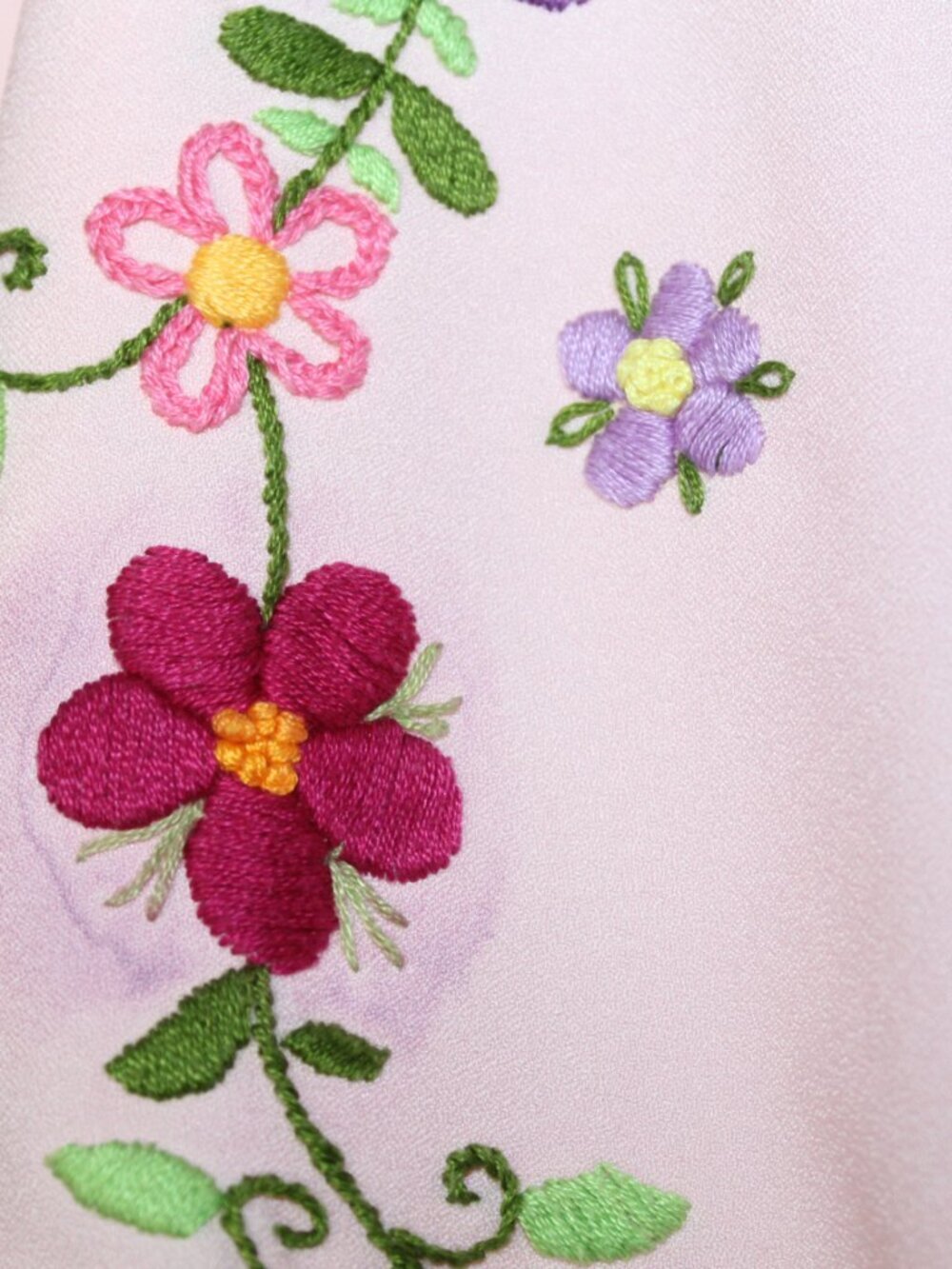 Vintage 70s women's blouse pink handmade pointed collar floral embroidered - Picture 11 of 11